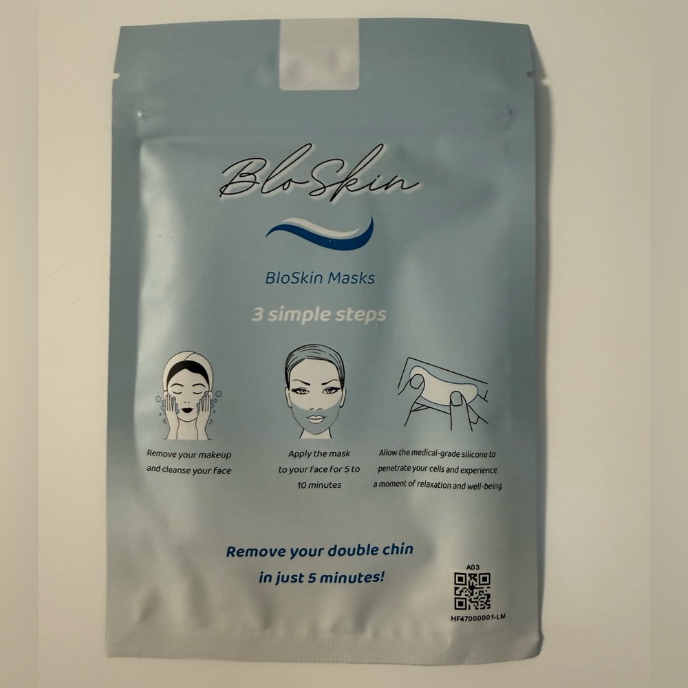 NWOT/NIB The Bloskin Reusable Double Chin Mask, 5 unopened pouches/5 masks - Picture 2 of 7